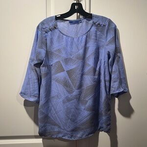 Apt. 9 Women's Blue and Gray Patterned Blouse